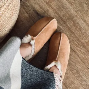 Follkee Slippers Santa Bambosh Beige Indoor Slipper Barefoot Slipper Boots Indoors Winter Sheepskin wool