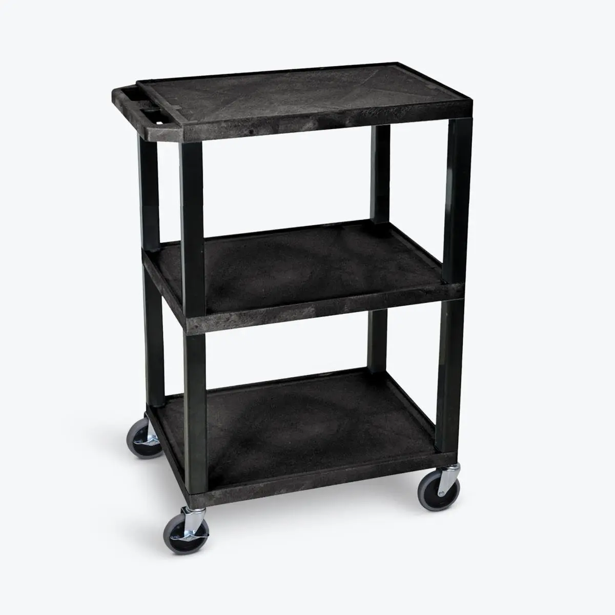 212 MAIN Tuffy Utility Cart - 3 Flat Display Shelves, Thermoplastic Injection Molded Heavy-Load Rack, Textured Lip Stable Home Organizer Storage Solution