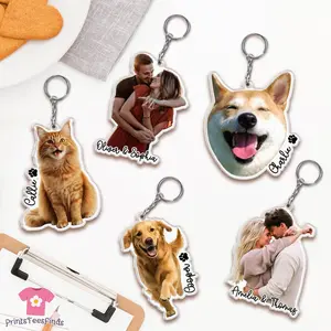 Personalized Photo Keychain, Family Gift, Custom Acrylic Charm, Dog Keychain, Pet Photo, Logo Printing Keychain, Family Photo Keychain