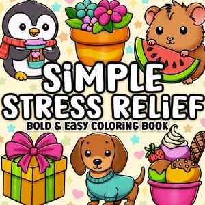 Bold and Easy Coloring Book: Simple Stress Relief Large Print Designs for Adults, Seniors & Beginners   Paperback – May 2, 2025