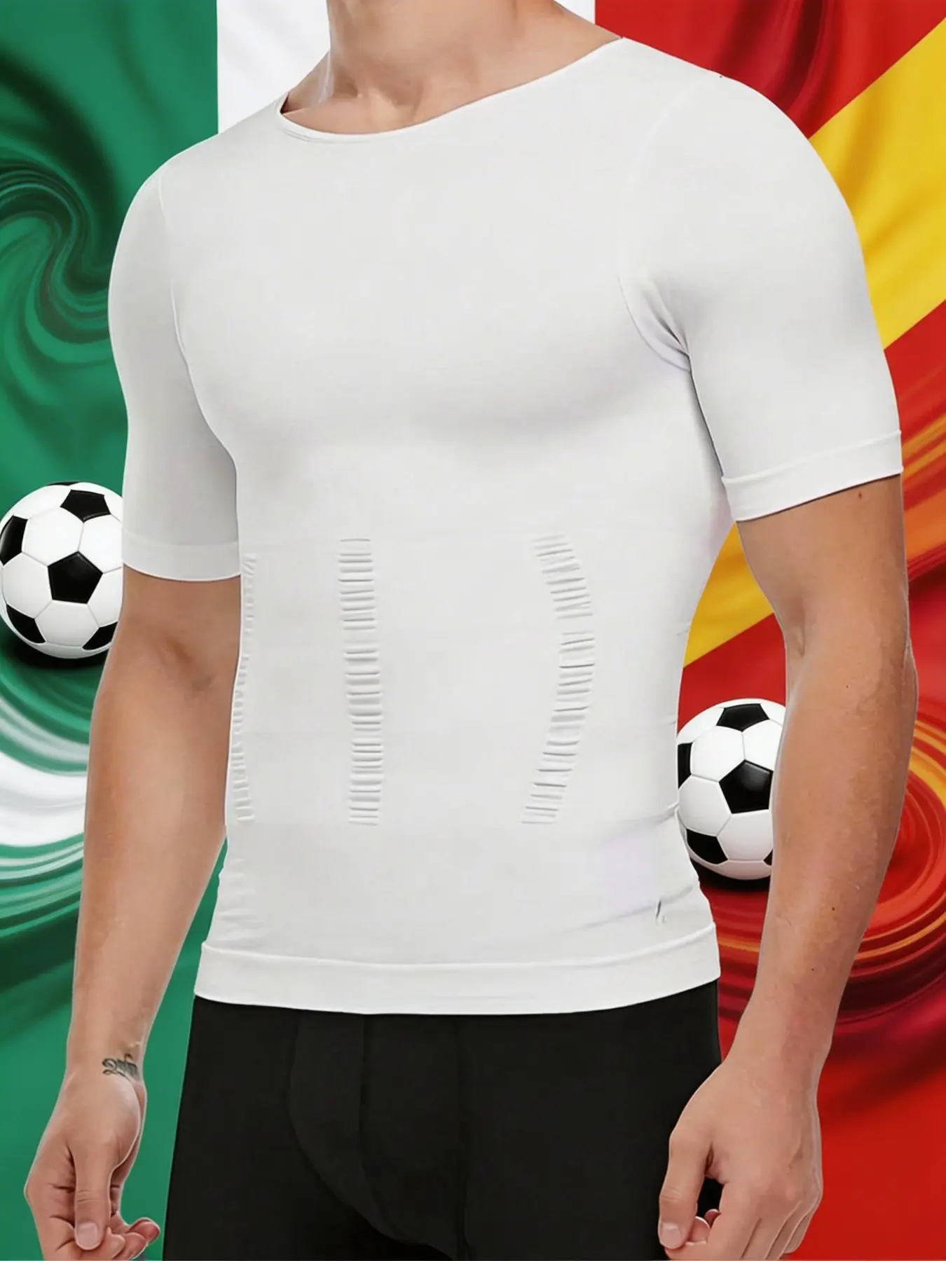 Men's Compression T-Shirt Seamless Body Shaping Tee, Athleisure Tee Soft Breathable Stretch Athletic Undershirt for Fitness Training and Everyday Wear, Casual Fitness Wear