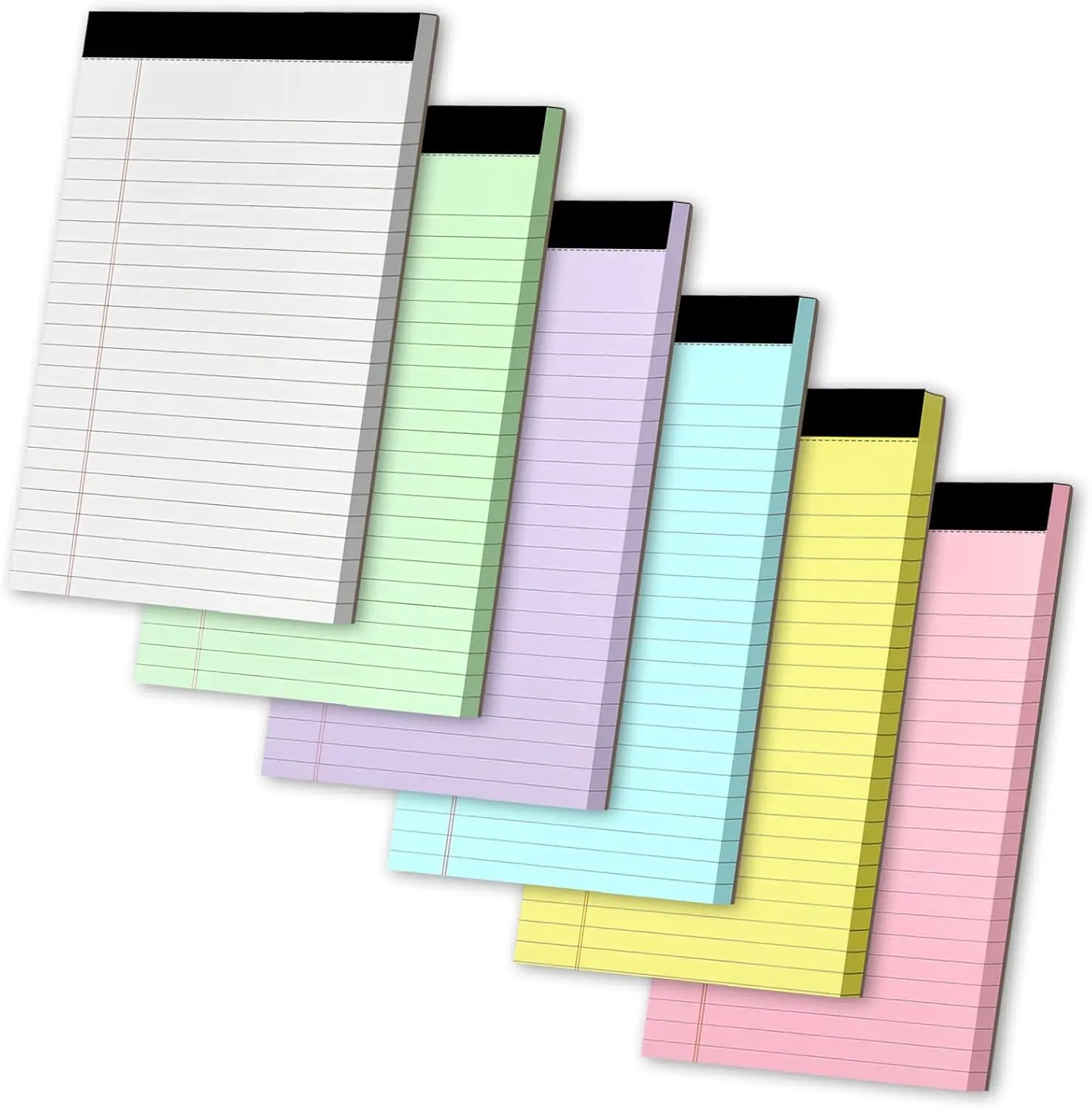 Colored Legal Pads, 5"x8" 6-Pack Small Writing Pads with 30 College-Ruled Yellow Sheets Each, for Office & Home Use