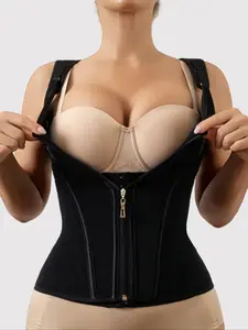 Luxe Curve 1 Count Waist Trainer Corset Vest,Tummy Contro Shapewear Tops,Breathable Waist Cincher For Women,Fajas,Shaper with zipper,Body Shaper Sport Tank Girdle Adjustable Shoulder Strap & Hooks,Zipper Belly Belt,Suitable for Daily,Sport,Yoga