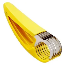 1 PCs Creative Stainless Steel Banana Chopper Fruit Cutter Cucumber Vegetable Peeler slicers Kitchen Tools, Yellow