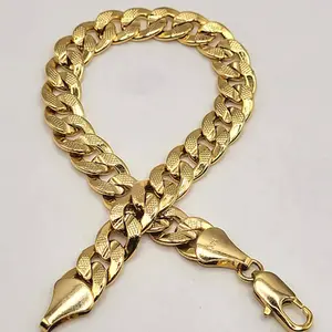 Gold Bracelet Cuban Link Mens Bracelet Oro Laminado pulsera de hombre