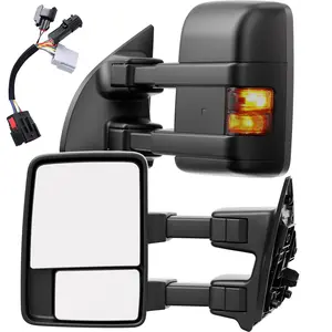 Smoked Power Heated Tow Mirrors Compatible with Ford 1999-2016 F250 F350 F450 F550 Super Duty, 2001-2005 Excursion, Extended Trailer Towing Side Mirrors w/Turn Signal, Running Light