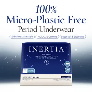 [INERTIA] Overnight Disposable Underwear – 100% Organic Cotton Cover with Dual Leak Locker Protection | Secure & Comfortable Fit, Unscented, Hypoallergenic, Postpartum Essentials (8 COUNTS)