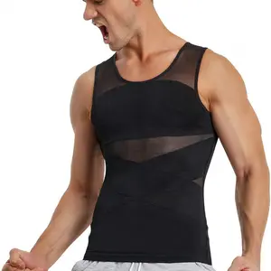 Men's Slimming Vest High-Elastic Mesh Thin Chest Shaper Tummy Control Top