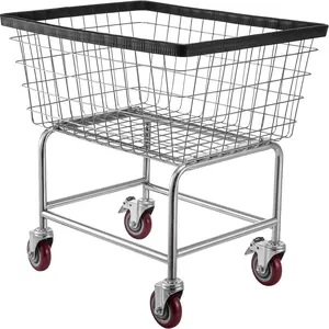 VEVOR Wire Laundry Cart, TikTokShopBlackFriday, 2.5 Bushel Wire Laundry Basket with Wheels, 21\'\'x27\'\'x27.5\'\' Commercial Wire Laundry Basket Cart, Steel Frame with Chrome Finish, 4inch Casters, Wire Basket Cart