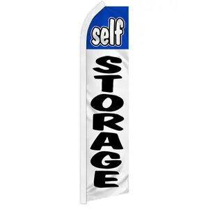 Polyester Self-Storage Banner, 11.5x2.5ft Blue & White Curved-Edge Backdrop for Home & Festive Party Advertising