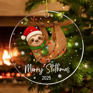 Sloth Christmas Ornaments 2025 - Sloth Ornament - Sloth Gifts for Women, Men -  Ornaments for Christmas Tree, Funny Holiday Decorations -  Ornament Exchange Ideas, Xmas Presents