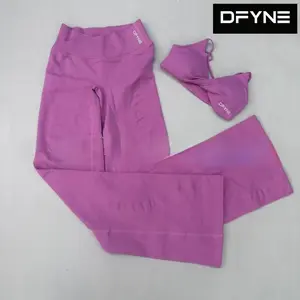 Women's DFYNE Twist Front Seamless Padded Sports Bra Set - Strappy Back Activewear for Yoga, Fitness