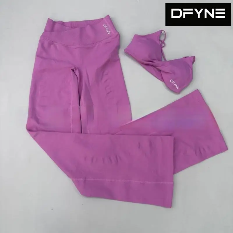 Women's DFYNE Twist Front Seamless Padded Sports Bra Set - Strappy Back Activewear for Yoga, Fitness