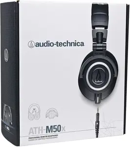 Audio Technica ATH-M50X Over Ear Professional Studio Headphones W/Case Bundle with Rockville RHPA4 4 Channel Professional Headphone Amplifier Stereo or Mono Amp