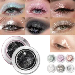 Sparkling Glitter Pearl Highlighter Eyeshadow 2g Liquid, High Shine Jelly Gel, Includes Brush for Easy Application, Luminous Eyeshadow
