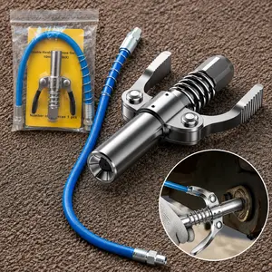 Grease Gun Coupler, 12000 PSI High Pressure Grease Nozzle, 1/8" NPT Universal Grease Gun Fittings, Quick Release Lock Oil Nozzle for Machinery Equipment Lubrication Filling