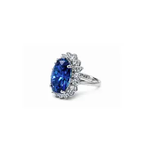 Princess Sapphire Ring in Sterling Silver 925 for Women