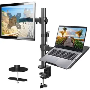 Adjustable  Stand, Single Arm Desk Mount for 32 inch Screen and 17 inch Laptop, Heavy Duty  Bracket Holds 22lbs