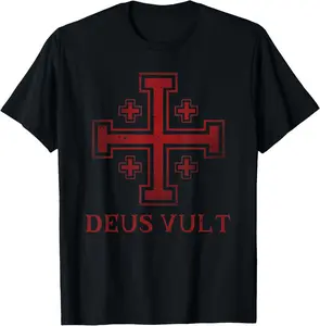 100% Cotton Unisex Catholic Knight Templar Crusader Cross T-Shirt