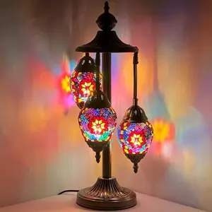 Crimson Bloom Egg-Shaped Mosaic Floor Lamp with 3 Globes