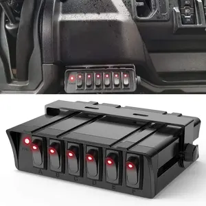Nilight - 6 Gang Rocker Switch Box SPST Toggle Switch Panel 12V 24V 20A Switch Panel 60Amp Max for Automotive Cars Vehicles Boats RVs Campers SUVs Lighting Switchboard