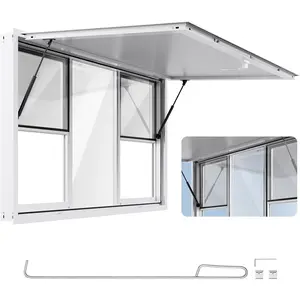 VEVOR Concession Window, Aluminum Alloy Frame Service Window for Food Truck, Up to 85 Degrees Stand Serving Window with Awning Door and Drag Hook (4 up&down sliding windows, 60x36in)