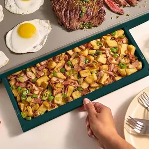 10" x 20" Griddle with Warming Tray, Forest Green
