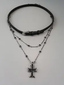 Cross Choker Necklace for Women, Long Layered Y2K Style, High-Quality Collarbone Chain, Sweet and Cool Neck Jewelry, Dainty layering jewelry, Modern Versatile Accessories