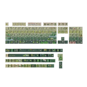 KiiBOOM X Cosydiaries Rainy Froggy Day Keycap Set MOA Profile PBT ANSI&ISO Layout Custom 143 Keys 5-Side Dye-Submilation MX Strcture for Mechanical Keyboard, Compatible with 60%, 65%, 75%, TKL, 1800, Full-sized Layout