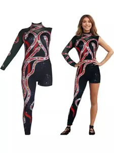 New Girl Shiny Costume, Adult Singer Concert Tight-Fit Jumpsuit, Snake Pattern Halloween, Plain Surface, Regular Length