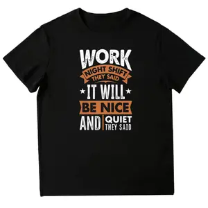 Crew Neck Night Shift Worker Shirt – Unisex Black Tee with Comfy Soft Fabric