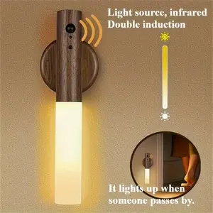Rechargeable LED Motion Sensor Night Light - Magnetic, 450Mah Rechargeable Battery, Portable for Indoor Wooden Walls, Staircases, Hallways, Wardrobes, Closets, Decorative Lamps,Father's Day and Mother's Day gifts, party gifts