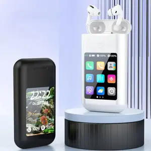 2-in-1 Wireless Gaming Earbuds with Full Touchscreen Case: In-Ear Headphones with Mic + Mini Game Console Charging Case