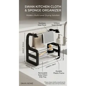 Nexapick No-Drill Kitchen Sink Caddy, Adhesive Wall Organizer with Towel Bar & Drip Tray