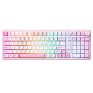 YUNZII B98 PRO Wireless Mechanical Keyboard, QMK/VIA Gaming 96% Layout with Numpad and Cute Cat Knob, BT/2.4G/USB-C, Pre-Lubed Switch Hot Swap Gasket, RGB for Win/Mac