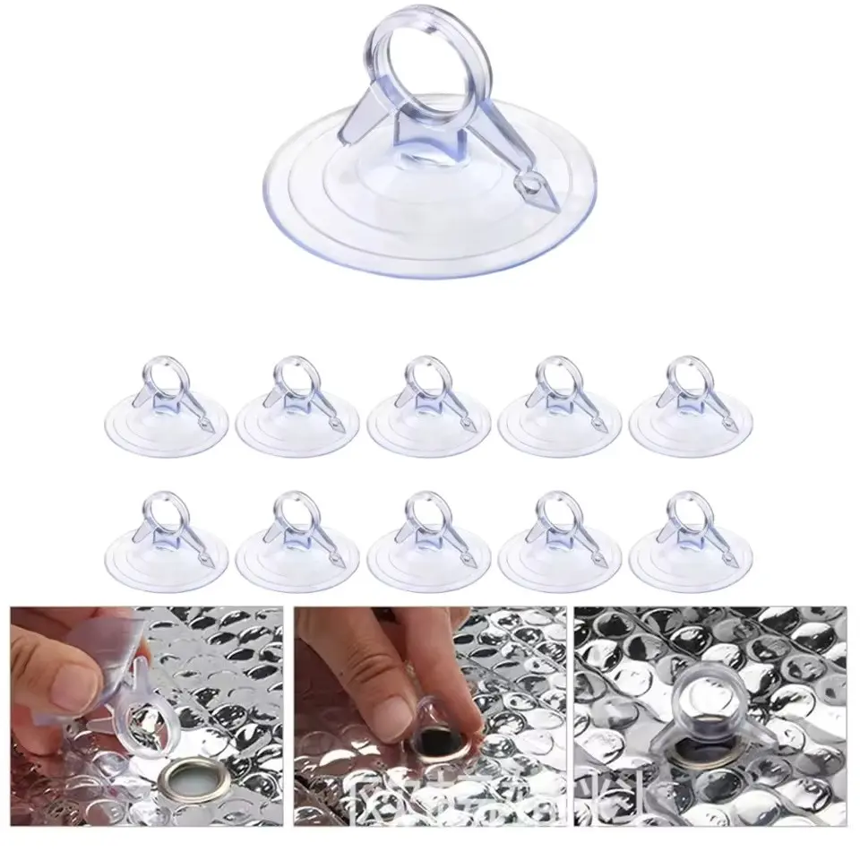 45mm Car Windshield Sunshade Suction Cups 10Pcs Clear PVC Strong Pull Ring Dovetail Suction Cups Hooks for Automotive Window Shade, High Temperature Resistant Car Glass Suction Cups for Sun Visor, Universal Auto Interior Accessories