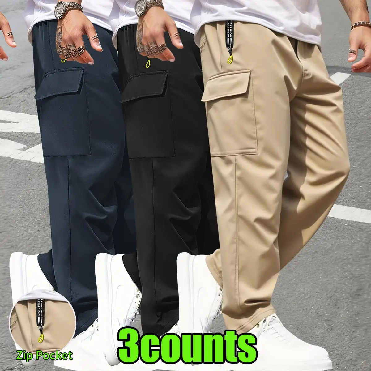 Navy Blue + Black + Khaki