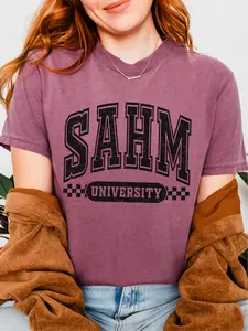 SAHM University ~ CC Unisex Size Garment Dyed T-Shirt Printed in the USA