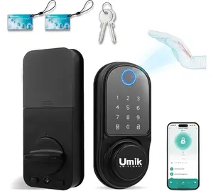 UMIK Touchless Palm Vein Smart Lock, 5-in-1 Keyless Entry IC Card Passcode Tuya App, Auto-Lock, IP56 Waterproof Front Door Deadbolt for Seniors/Elderly Parents, Home Apartment Airbnb automatic door lock
