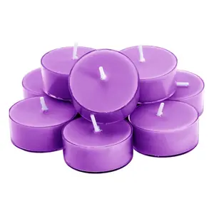 Scented Soy Wax Tealight Candles Bulk, Lavender Aromatherapy Candle for Stress Relief, Clear Cup Long Lasting, for for Relaxation, Spa and Bath|Pack of 12