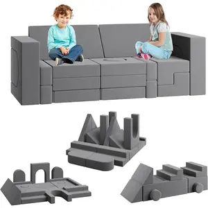 Modular Children's Sofa in Foam 22-Piece Convertible Children's Sofa Versatile Folding Play Sofa for Bedroom and Playroom Children's Sofa with Detachable Blocks