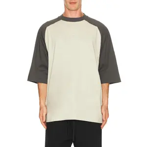 Fear of God ESSENTIALS Signature Baseball Tee in Heather Stone & Iron Grey