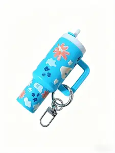 Cute Floral Print Mini Cup Sleeve Keychain, Lip Balm Holder for Stanley Cups, Easy-To-Use Small Item Organizer, Suitable for Keys/bags