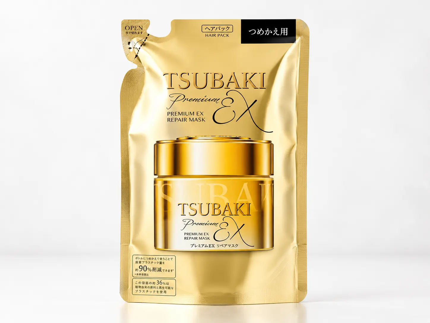 TSUBAKI Premium EX Repair Hair Mask Refill, Deep Repair Treatment with Pearl Protein and Camellia Oil, Instant Smoothing for Damaged Hair 5.29 oz (150 g), Japanese Hair Care, Frizzy Hair Treatment, Dry Hair Repair, Salon Quality Hair Mask, Damaged Hair
