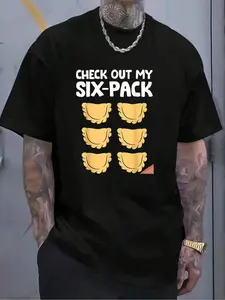 100% Cotton Check Out My Six Pack Polish Dumplings Funny Pierogi T-Shirt Women's Men's Graphic Tee Crew Neck summer vacation Tops