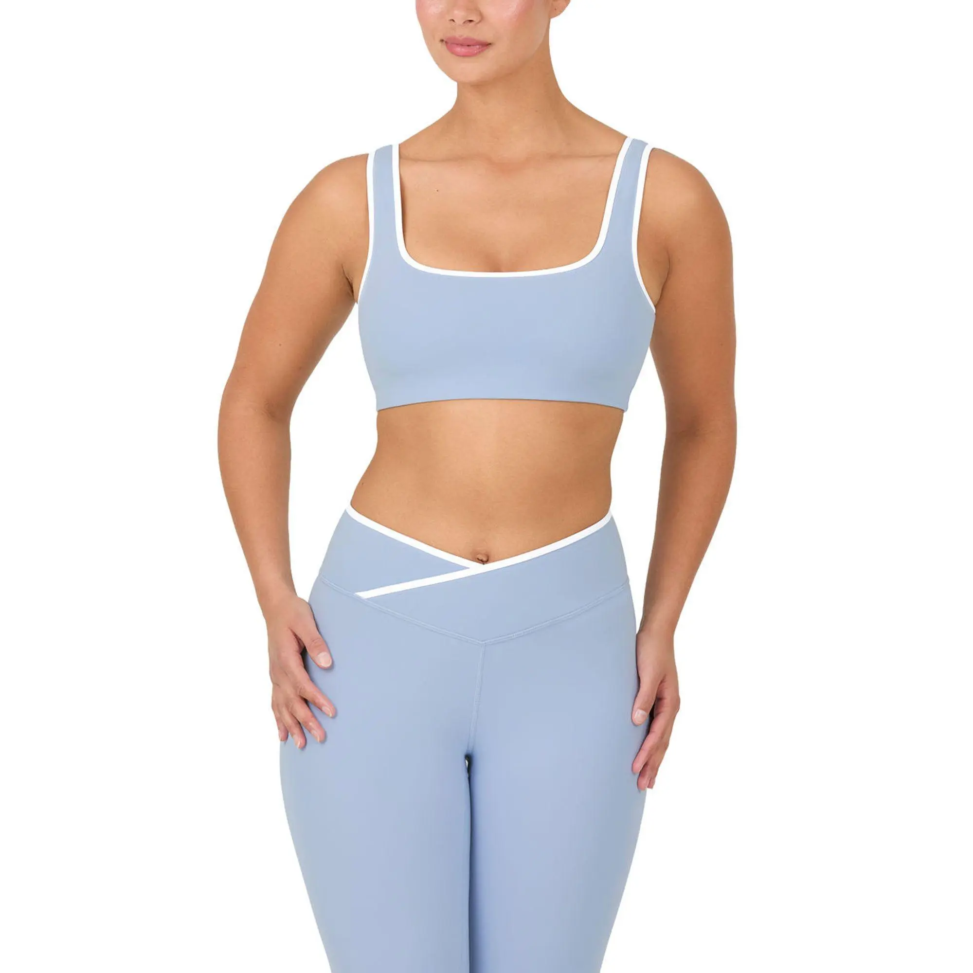 Yitty Active Square Neck Sports Bra with Contrast Binding for Women