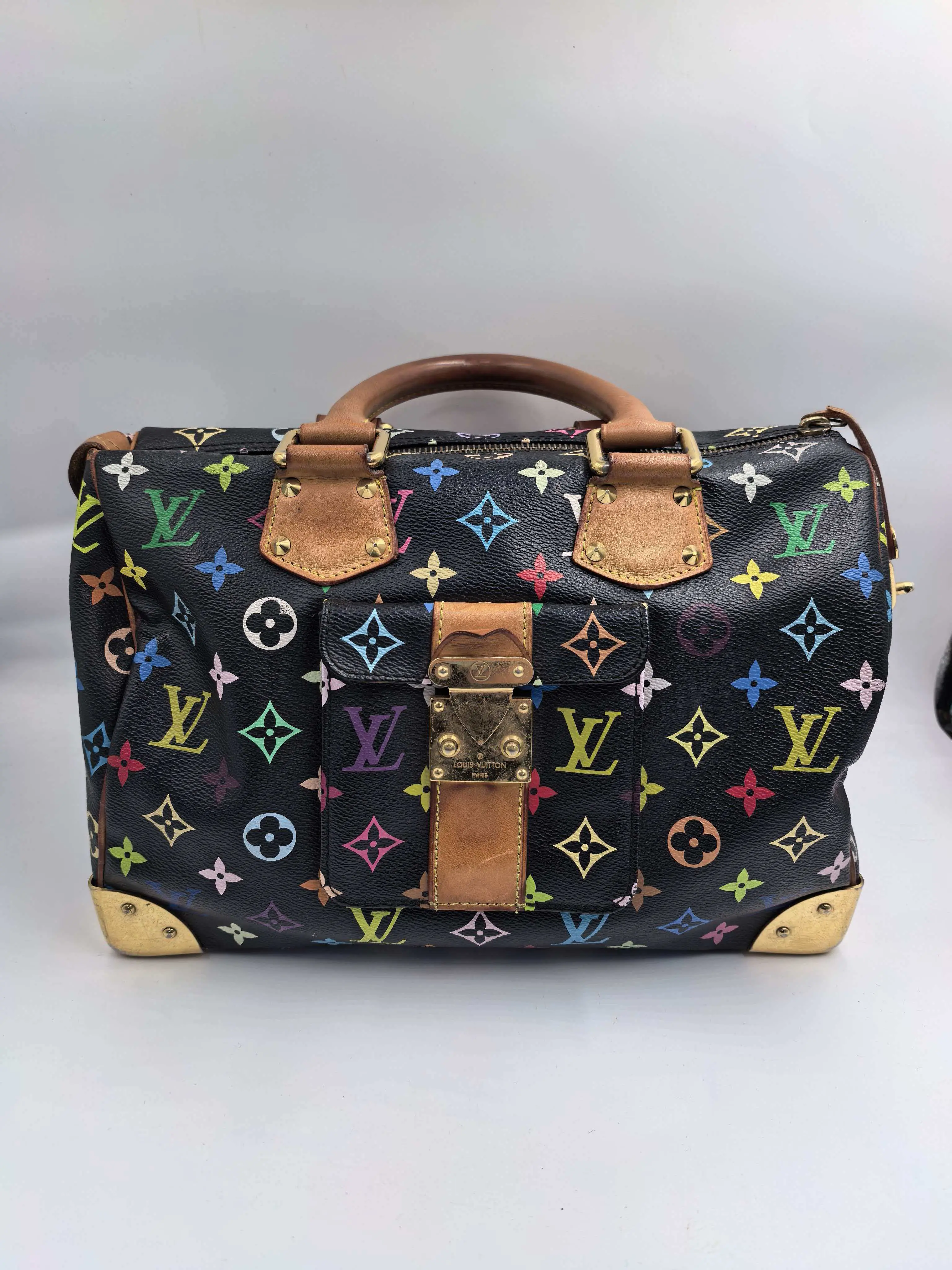 Pre-owned Louis Vuitton CANVAS Top Handle Bag x Takashi Murakami Monogram black Multicolor Speedy 30 XP01948 [BF 12Z]
