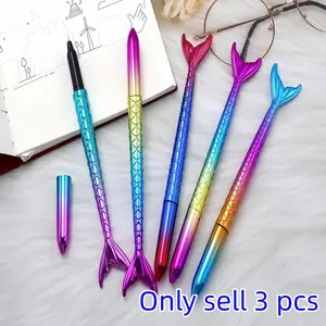 3-Piece Creative Mermaid Tail Gel Pen Set, Ballpoint Pens with Gradient UV Coating, Perfect Gifts for Kids' School Season & Birthdays, Unique Pens