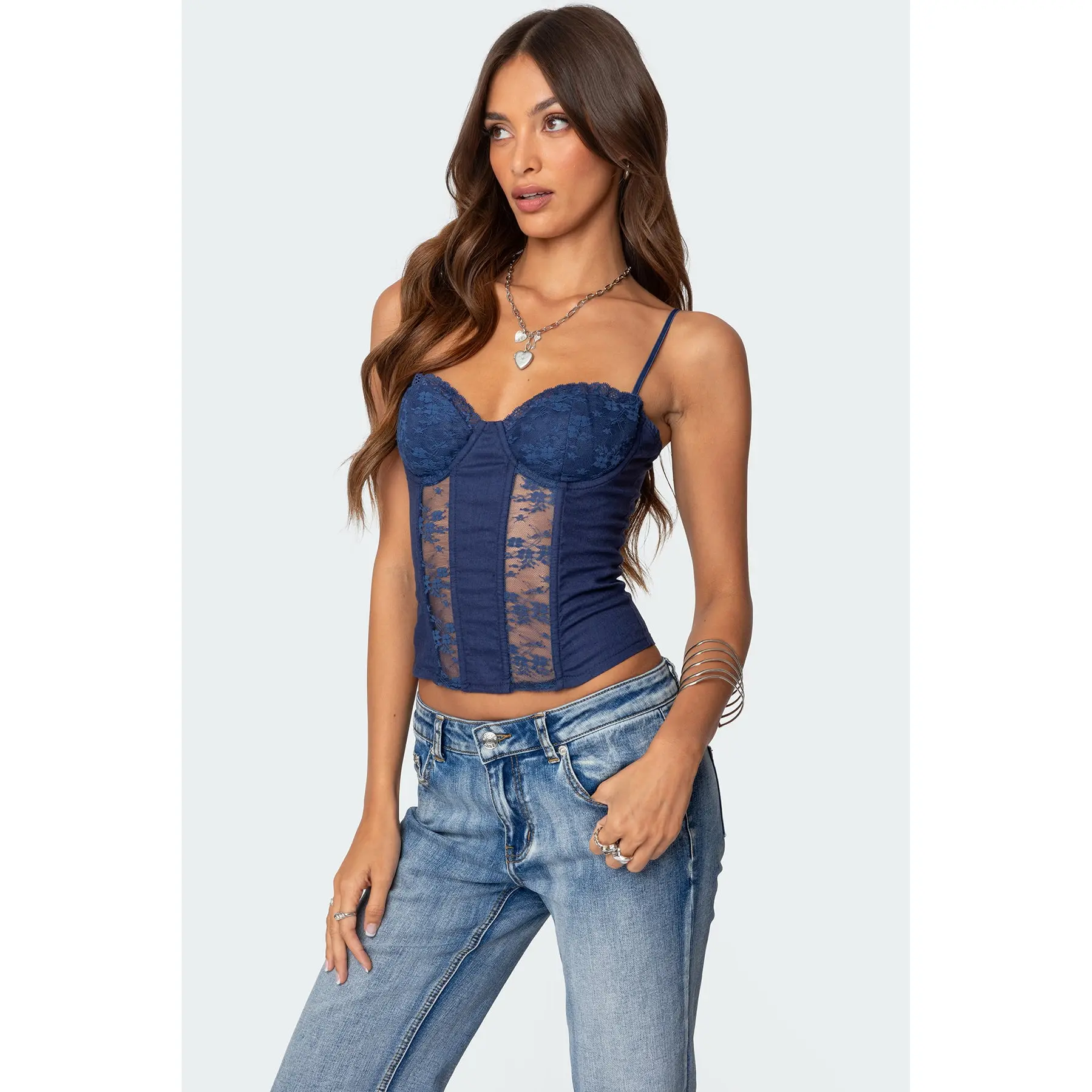 Avena Linen Look Lacey Corset Avena Linen Look Lacey Corset