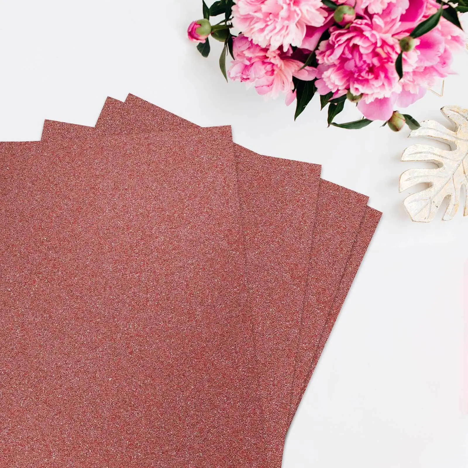 10-Pack Self-Adhesive Glitter DIY Craft Foam Sheets - Rose Gold, 12"x10", Art Materials, Craft Supplies for Party & Card Making, Easy to Cut with Scissors, Kids